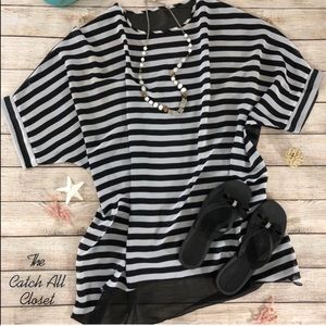 Black and White Stripped Bathing Suit Coverup